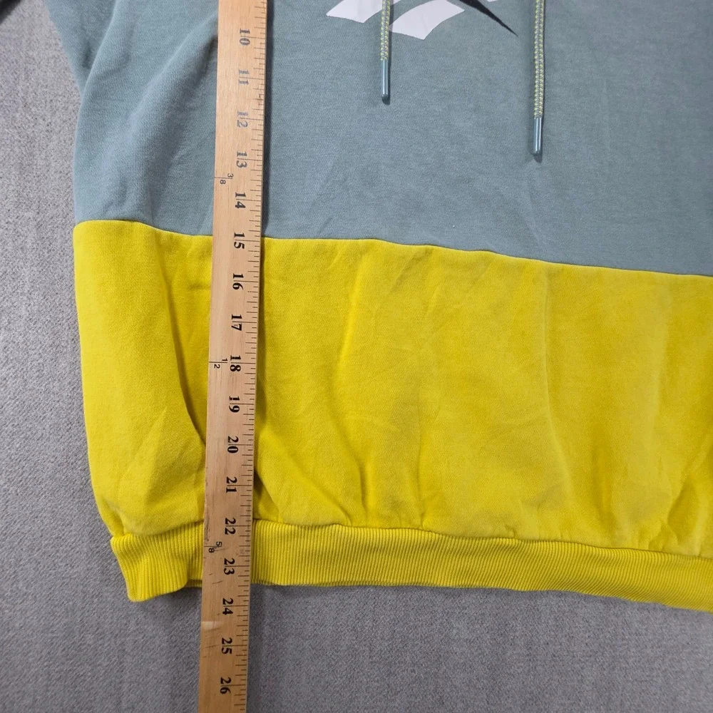 Reebok Hoodie Mens Medium Green Yellow Colorblock Classic Logo Pullover